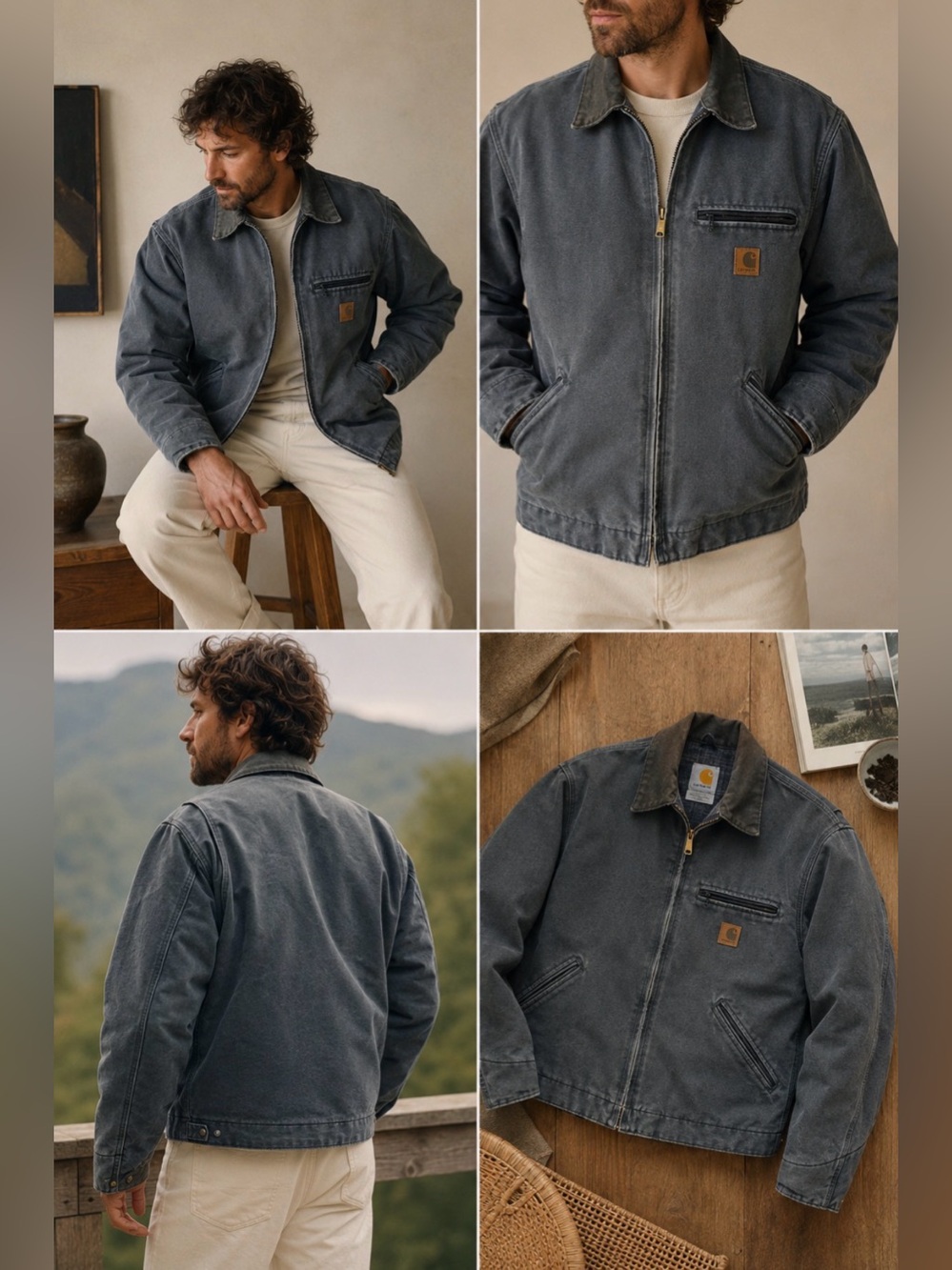 💎 VTG Carhartt J97 PTL Sandstone Detroit Jacket Large Petrol Blue
